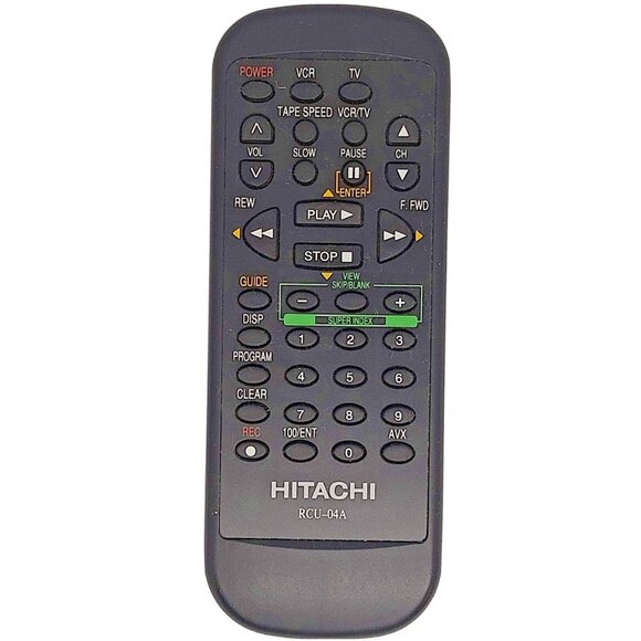 Hitachi Remote Control RCU-04A for VTFX6400, VTFX6402, VTUX6440, MCDZ43, VTRM382 - Picture 1 of 5